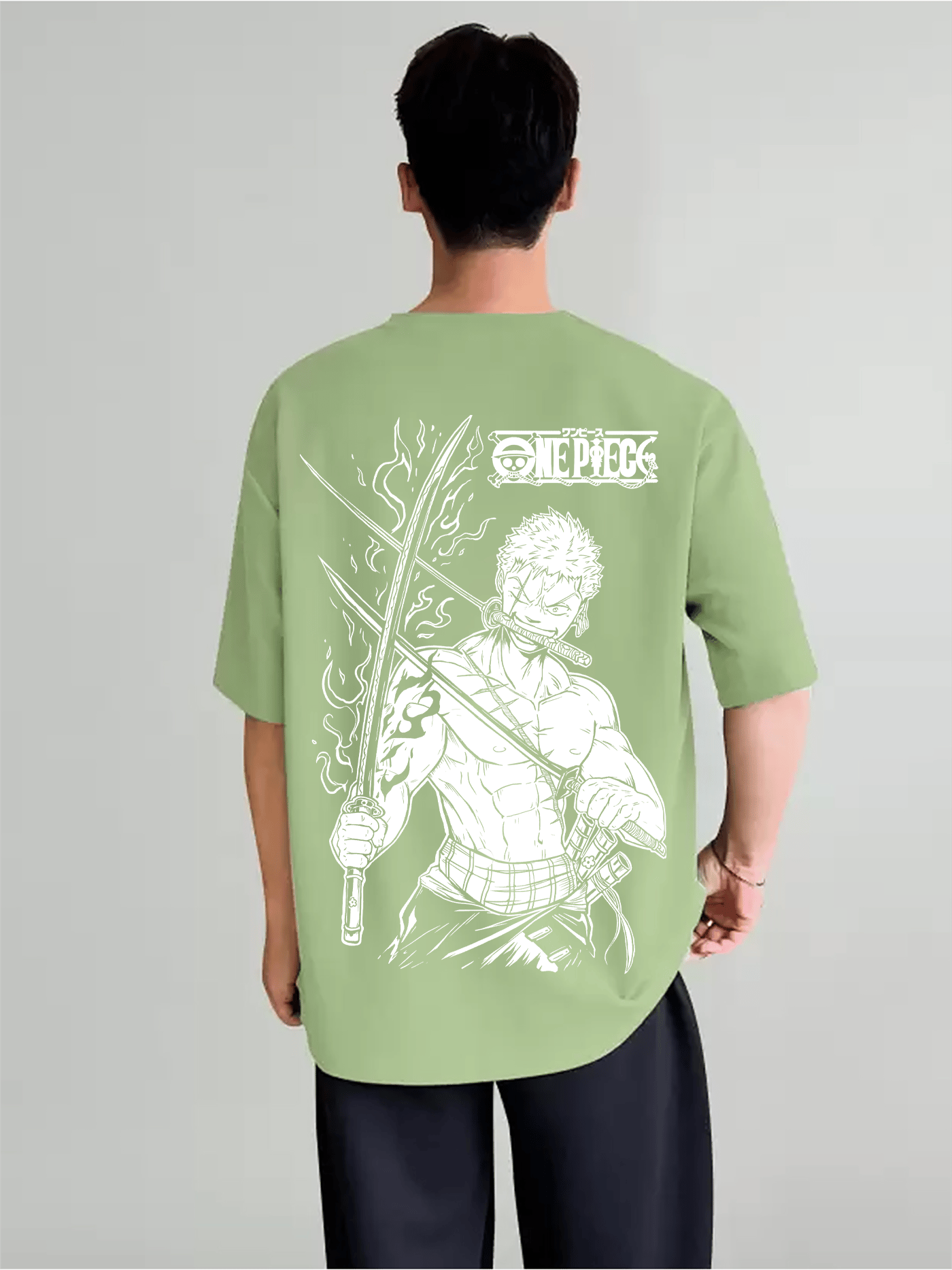 SCOTT FINCHER Men's One Piece Roronoa Zoro Men's T-Shirt  : AA(ARN)LGREEN_137