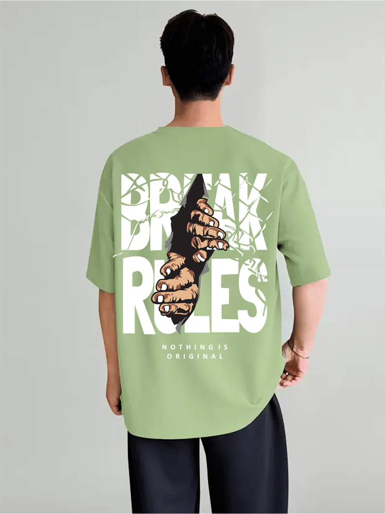 SCOTT FINCHER Men's T-Shirt "Break Rules" - Nothing is Original** Graphic Print : AA(ARN)LGREEN_158