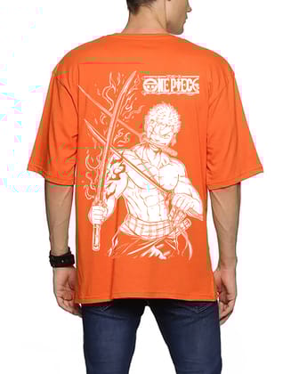 SCOTT FINCHER Men's One Piece Roronoa Zoro Wanted T-Shirt : AA(ARN)ORANGE_137