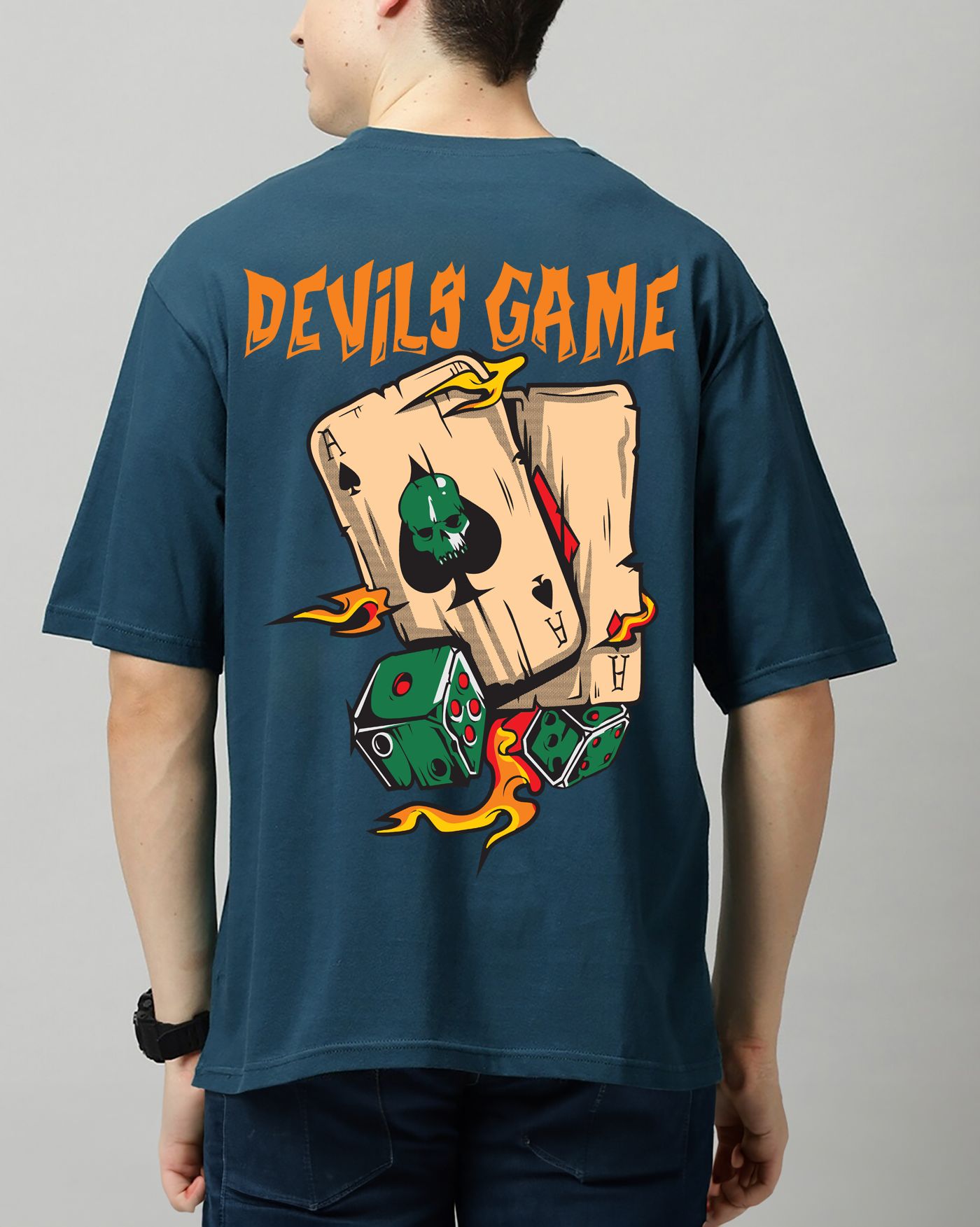 SCOTT FINCHER Men's Premium Cotton T-Shirt with Unique Devil's Game Design : AA(ARN)TBLUE_139