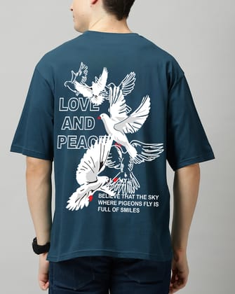 SCOTT FINCHER Men's Casual Short Sleeve T-Shirt with "Love and Peace" Graphic Design : AA(ARN)TBLUE_217 SCOTT FINCHER Men's Casual Short Sleeve T-Shirt with "Love and Peace" Graphic Design : AA(ARN)TBLUE_217