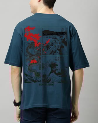 SCOTT FINCHER Men's Casual Short Sleeve T-Shirt with "Love and Peace" Graphic Design :AA(ARN)TBLUE_247