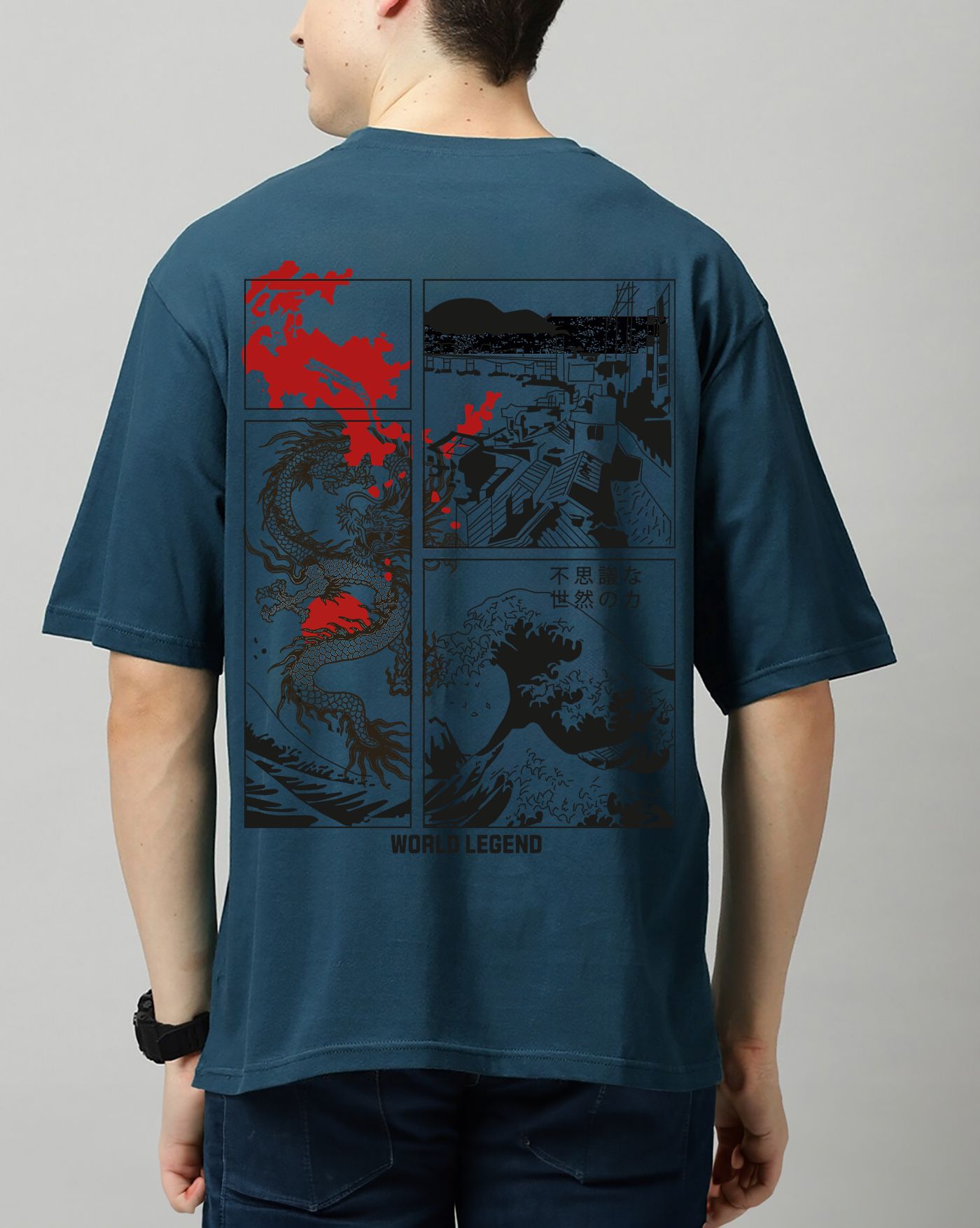 SCOTT FINCHER Men's Casual Short Sleeve T-Shirt with "Love and Peace" Graphic Design :AA(ARN)TBLUE_247