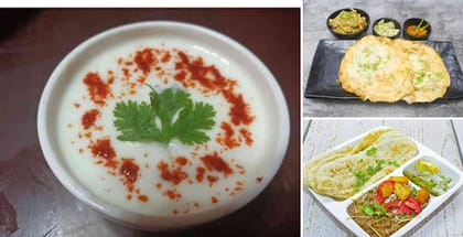 1 x Aloo Kulcha [3 Kulcha] With Chole, 2 x Matar Kulcha, 1 x Raita
