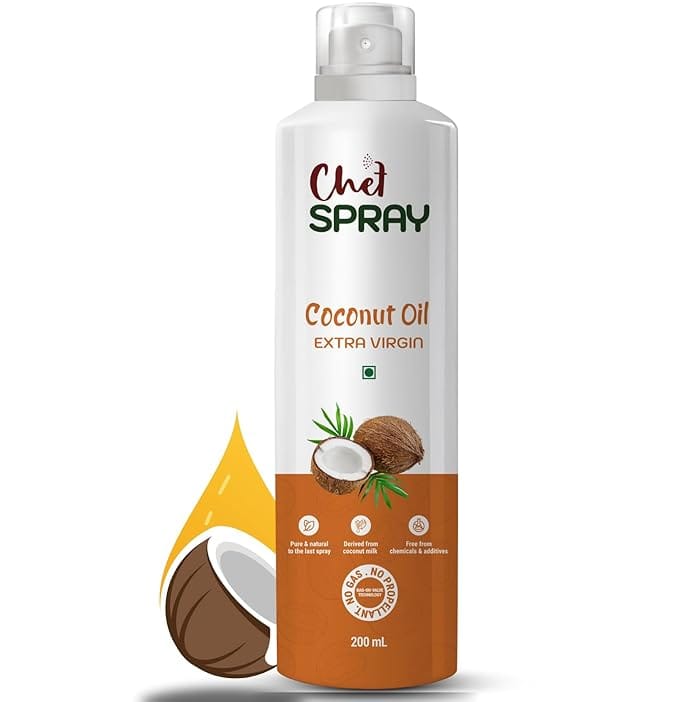 ChefSPRAY Extra Virgin Coconut Oil Spray (200mL) | 100% Natural, Cold-Pressed & Free from Additives, Preservatives, or Propellants | Multipurpose Spray for Cooking, Skin, Hair, Baby Care & More