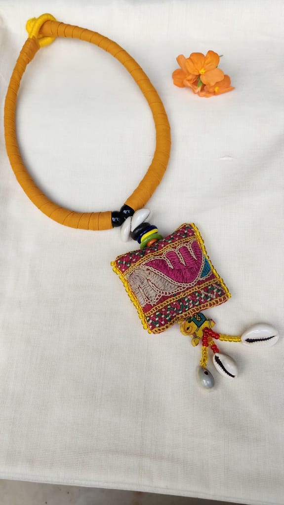 Handmade elephant pendant with gota patti work