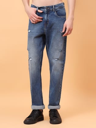 MEN STRAIGHT FIT MID RISE JEANS