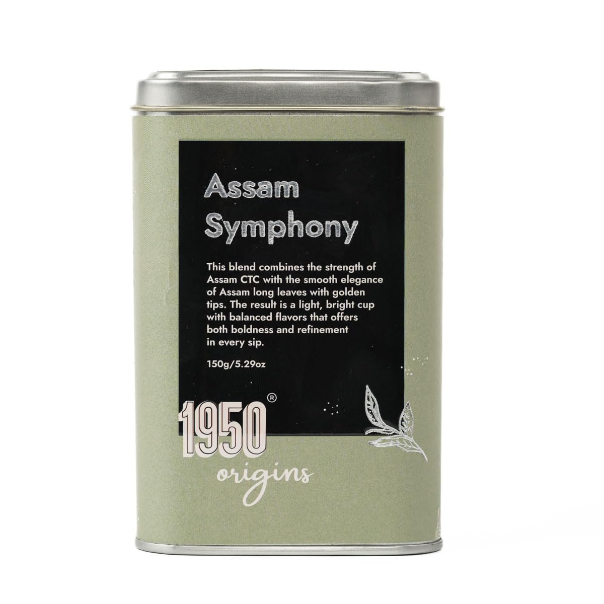 1950 Origins Assam Symphony | Premium Black Tea | Assam CTC & Orthodox Whole Leaf | Indian Authentic Kadak Chai | Strong & Fresh | 150g Tin Caddy |100% Natural Loose Leaf Tea