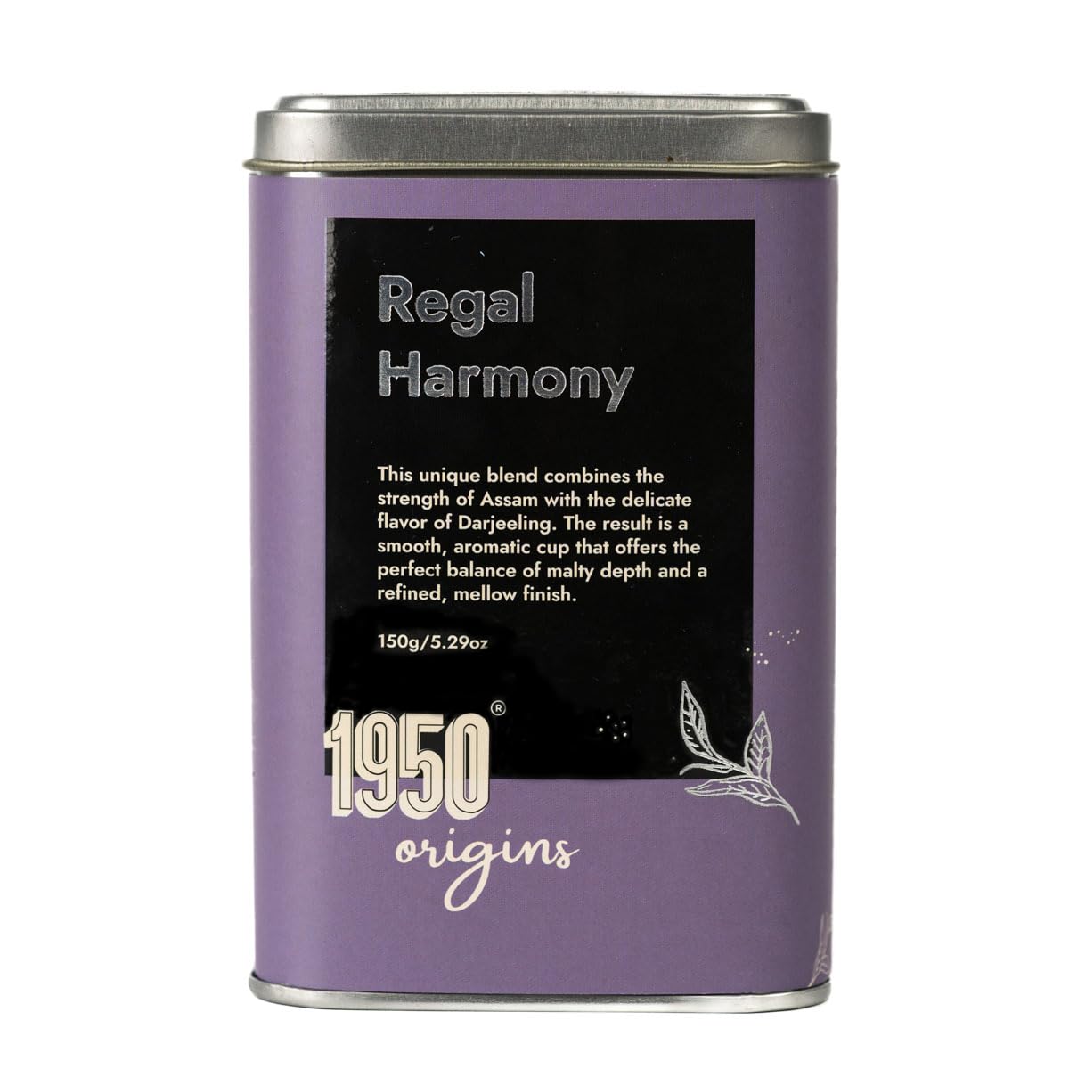 1950 Origins Regal Harmony | Premium Assam-Darjeeling Black Tea |100% Natural Loose Leaf Tea | Pure Assam CTC with Darjeeling Whole Long Leaf Tea | Fresh,Aromatic & Pure | 150g Tin Caddy