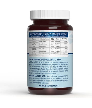 VedaPure Naturals Veda Keto Slm Weight Management  Formula with Green Coffee Beans 1000 mg Unflavoured