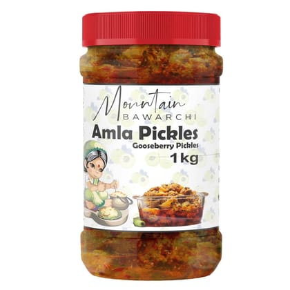 Mountain Bawarchi Amla Pickle | Homemade Amla ka Achar | Gooseberry Pickle in fresh form Ready to Eat (1kg)