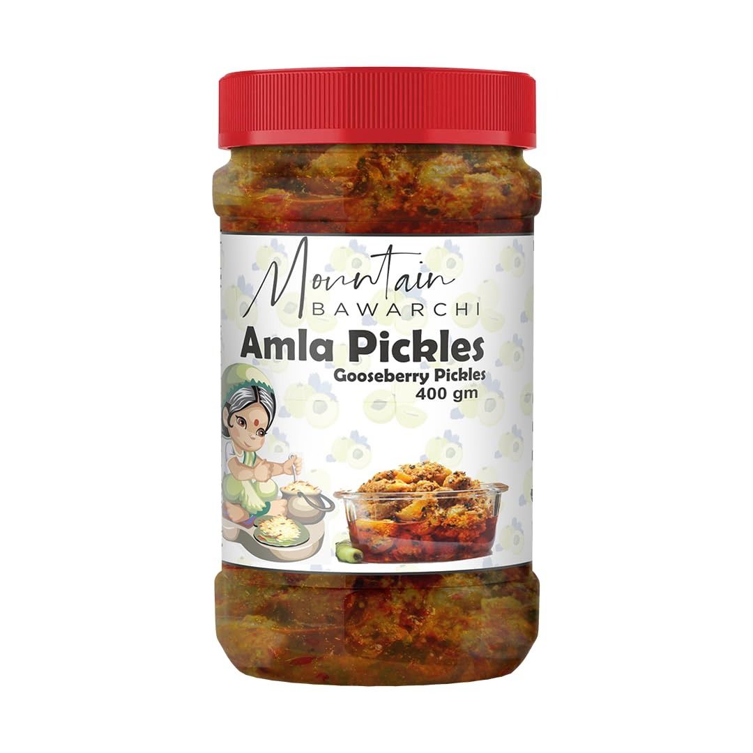 Mountain Bawarchi Amla Pickle | Homemade Amla ka Achar | Gooseberry Pickle in fresh form Ready to Eat (400g)