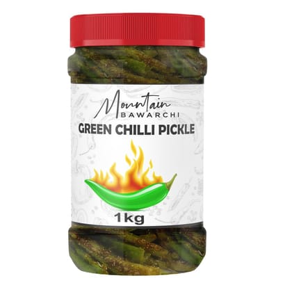 Mountain Bawarchi Green Chilli Pickle | Home made Hari Mirchi ka Achar | Chilli Pickles in Fresh Form | 1kg
