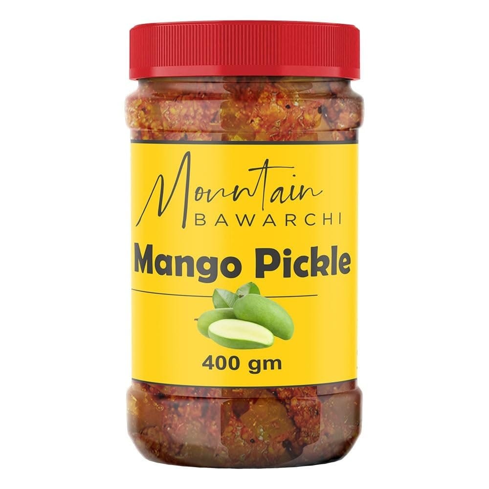 Mountain Bawarchi Mango Pickles | Homemade Mango Pickle in Fresh Form | Spicy & Tangy Aam ka Achaar (400g)