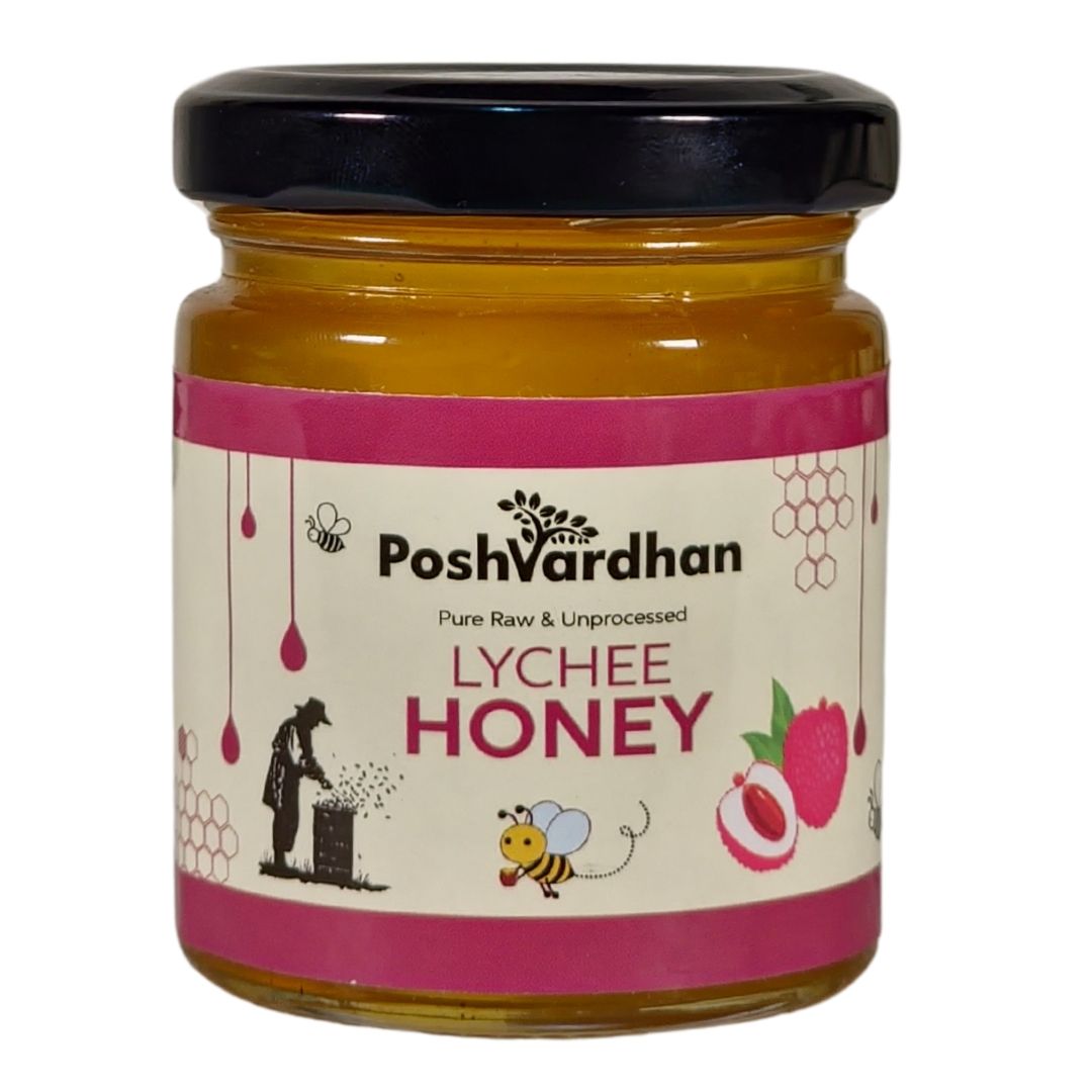 Poshvardhan Pure Raw Unprocessed Lychee Honey - 100% Natural & Unfiltered Honey