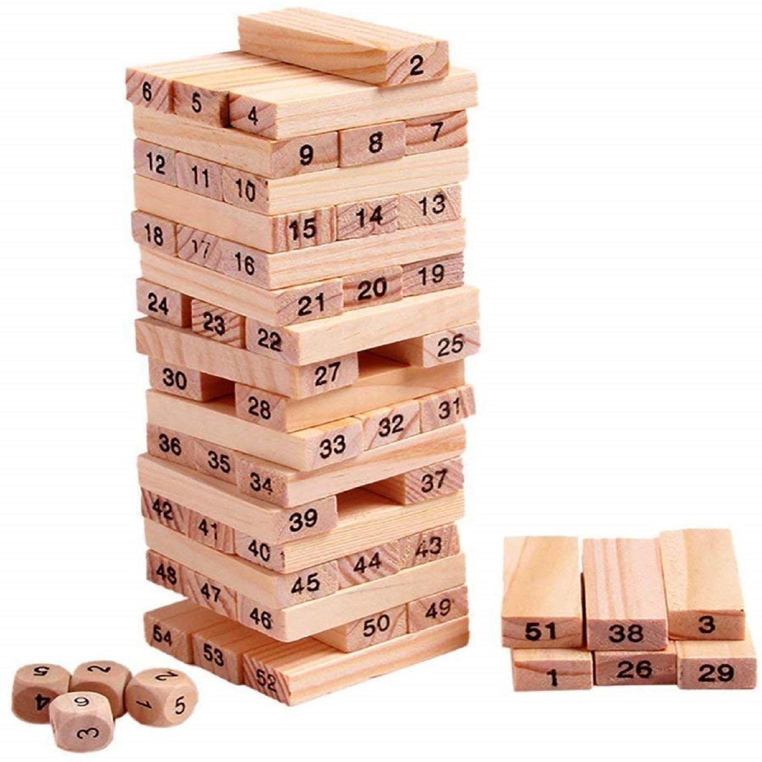 KTRS ENTERPRISE Wooden Stacking Board wooden Blocks Game Building Blocks Balancing Puzzles Toys Learning Educational Sorting Family Games Montessori Toys Gifts for Kids-54pcs