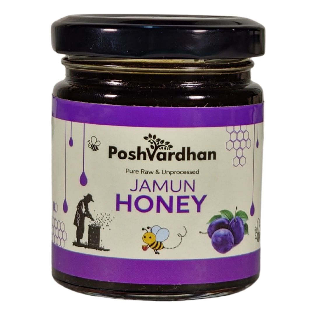 Poshvardhan Pure Raw Unprocessed Jamun Flower Honey - 100% Natural & Unfiltered Honey