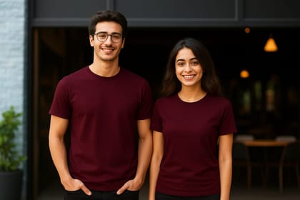 MEN AND WOMEN  2 PIC SOLID ROUND NECK PURE COTTON T SHIRT