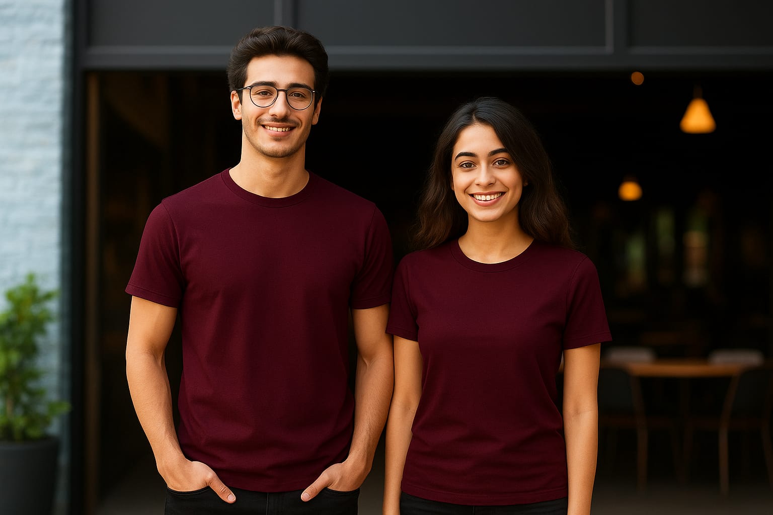 MEN AND WOMEN  2 PIC SOLID ROUND NECK PURE COTTON T SHIRT