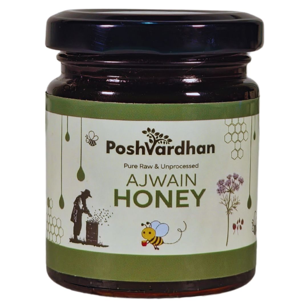 Poshvardhan Pure Raw Unprocessed Ajwain Flower Honey - 100% Natural & Unfiltered Honey