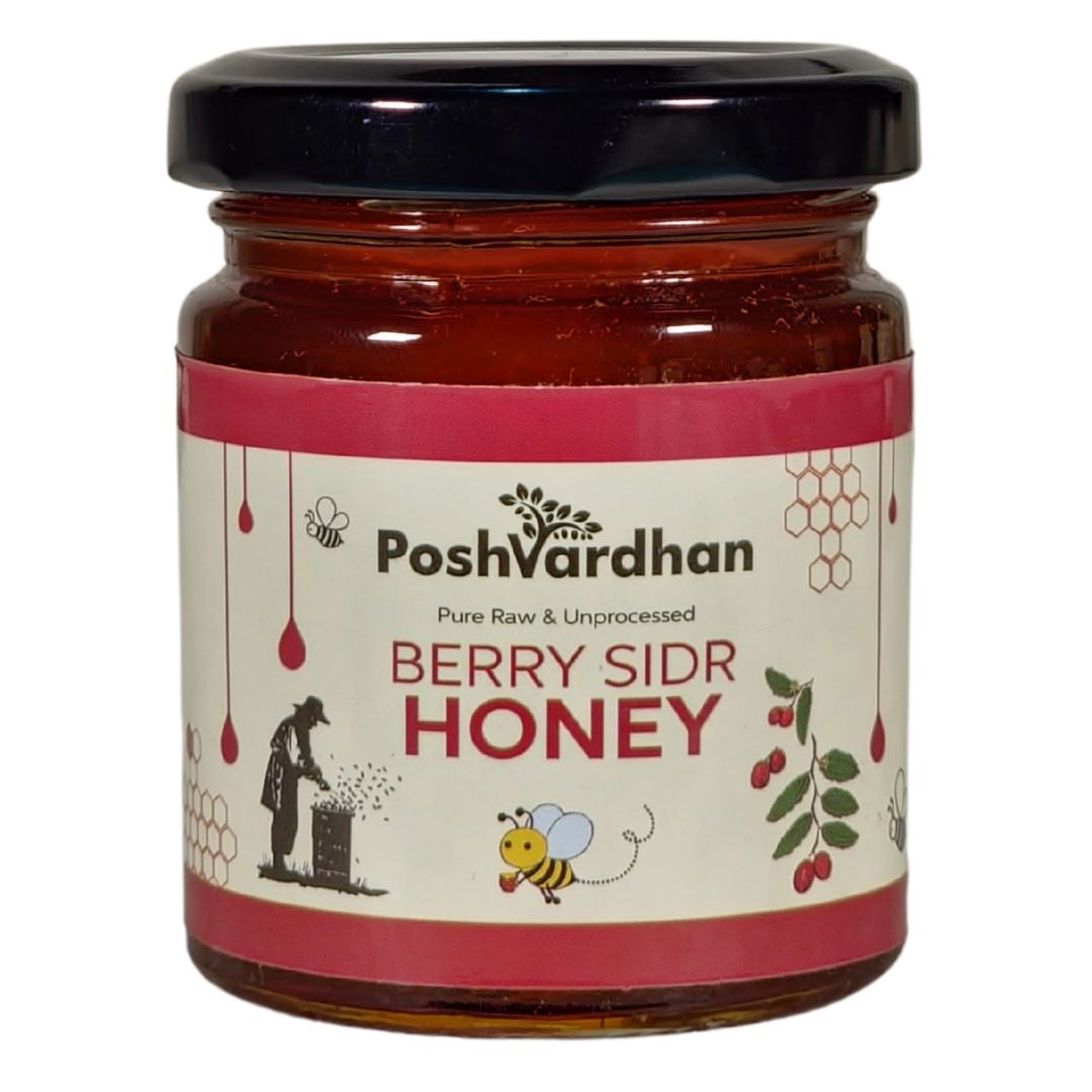 Poshvardhan Pure Raw Unprocessed Berry Sidr Flower Honey - 100% Natural & Unfiltered Honey