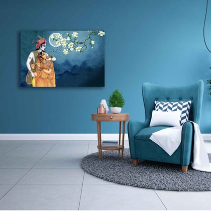 KRISHNA AND RADHE LOVE PAINTING 24in X 16in WITH BLACK FRAME KRISHNA AND RADHE LOVE PAINTING 24in X 16in WITH BLACK FRAME