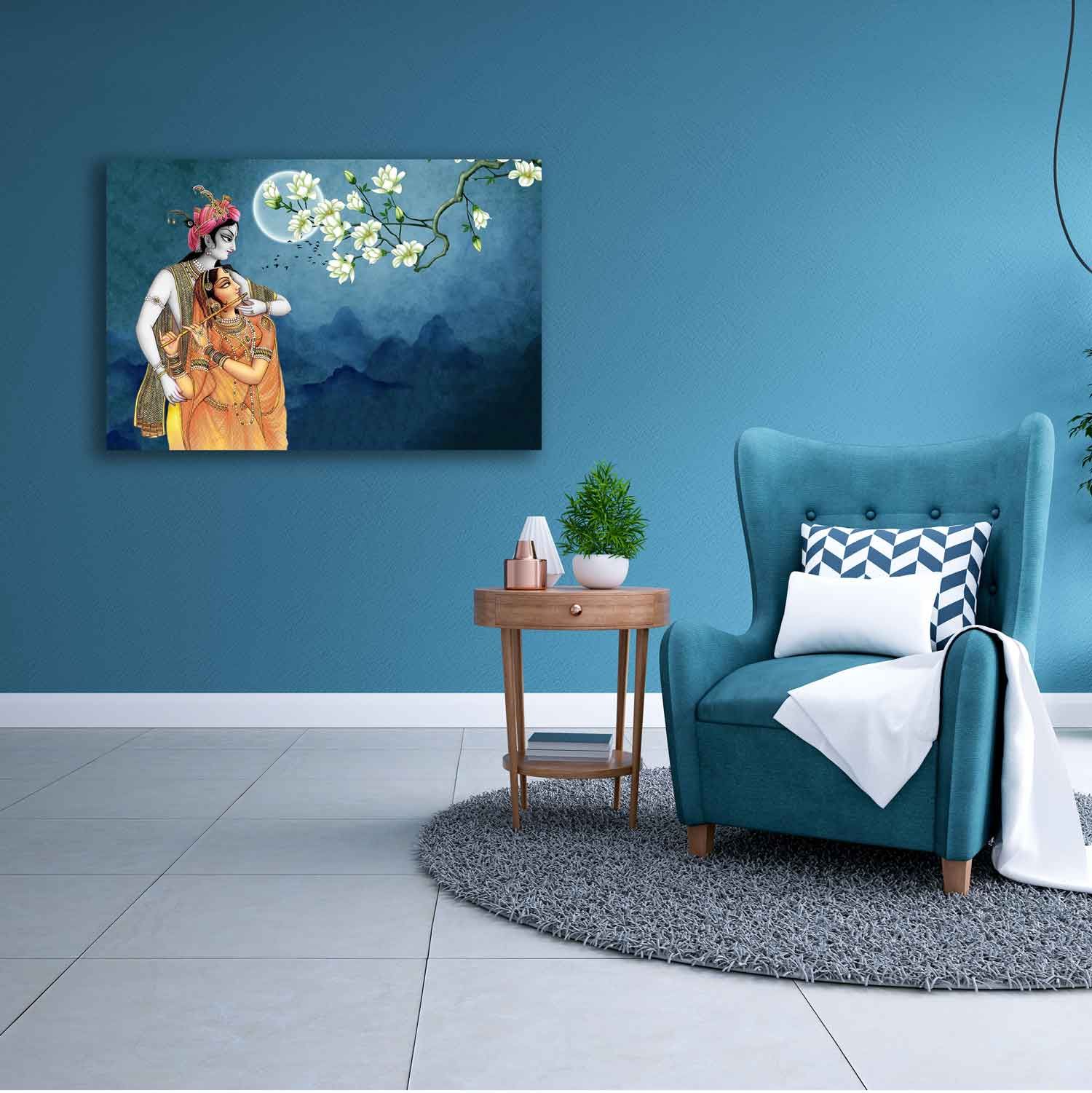 KRISHNA AND RADHE LOVE PAINTING 24in X 16in WITH BLACK FRAME