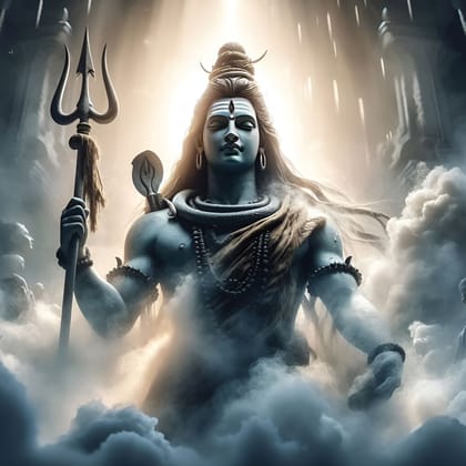 LORD SHIVA CANVAS PAINTING 24in X 24in WITH BLACK FRAME