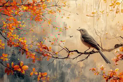 FLORAL BIRDS PAINTINGS 24in X 16in WITH BLACK FRAME