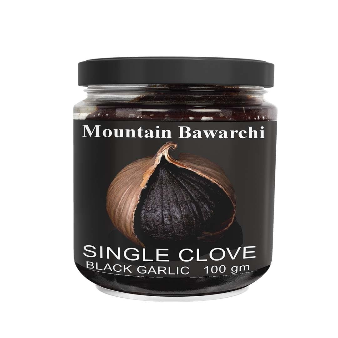 Mountain Bawarchi Black Garlic | Peeled Garlic Non-Pungent Great Taste | Highly Nutritious & No Added Preservatives | 50g