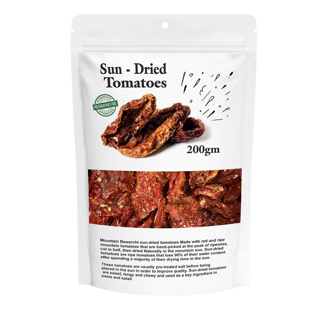 Mountain Bawarchi Sun Dried Tomatoes | No Added Preservatives | Natural & Pure Sundried Tomatoes Dry | 200g