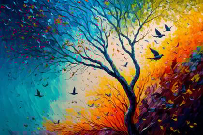 COLOURFUL BIRD 24in X 16in WITH BLACK FRAME