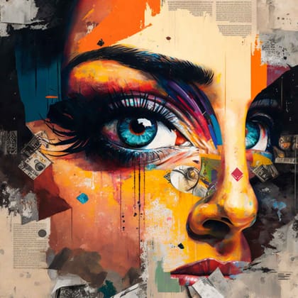 WOMEN FACE WALLART 24in X 24in WITH BLACK FRAME