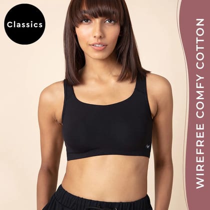 Nykd by Nykaa Soft Cup Easy-Peasy Slip-On Bra With Full Coverage |NYB113-Black / L
