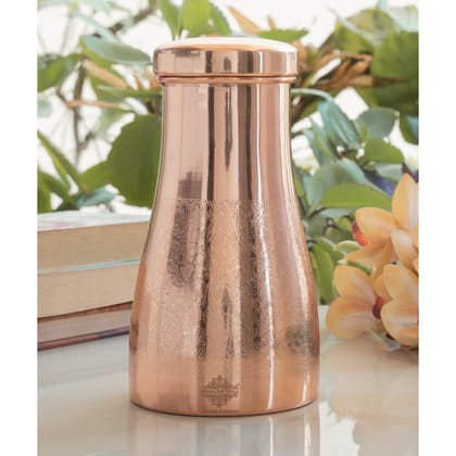 Pure Copper Embossed Bedroom Bottle With Inbuilt Glass-Embossed