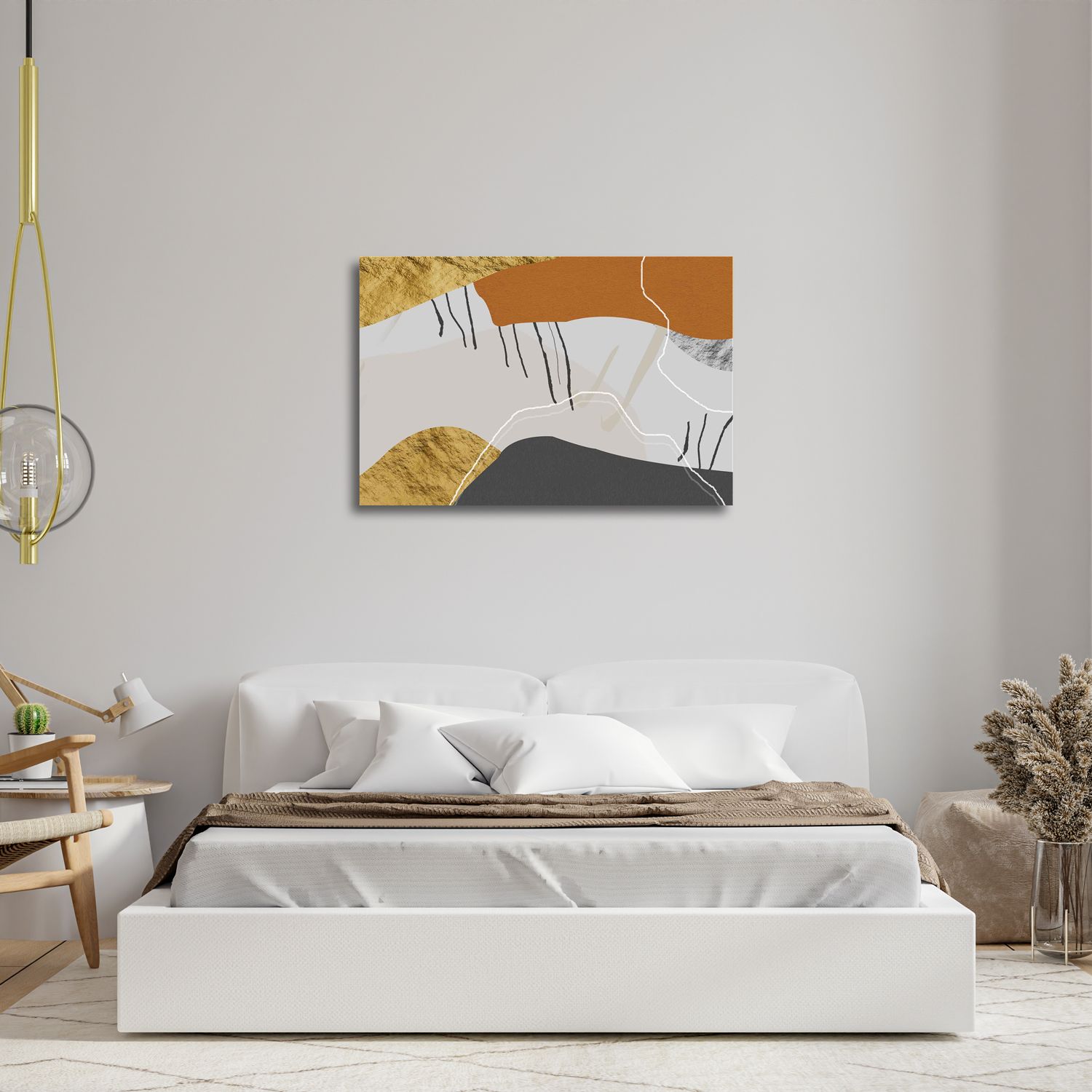 MID-CENTURAY MODERN WALLART 24in X 16in WITH BLACK FRAME