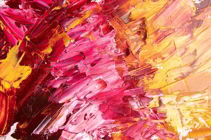 HAND PAINTED ABSTRACT VIBRANT COLOURS PAINTING 24in X 16in WITH BLACK FRAME