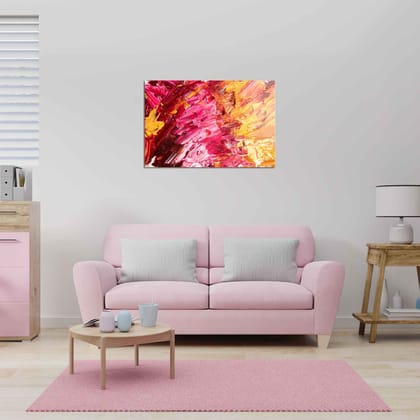 HAND PAINTED ABSTRACT VIBRANT COLOURS PAINTING 24in X 16in WITH BLACK FRAME