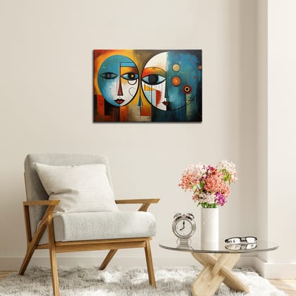 ABSTARCT FACE PAINTINGS WALLART 24in X 16in WITH BLACK FRAME