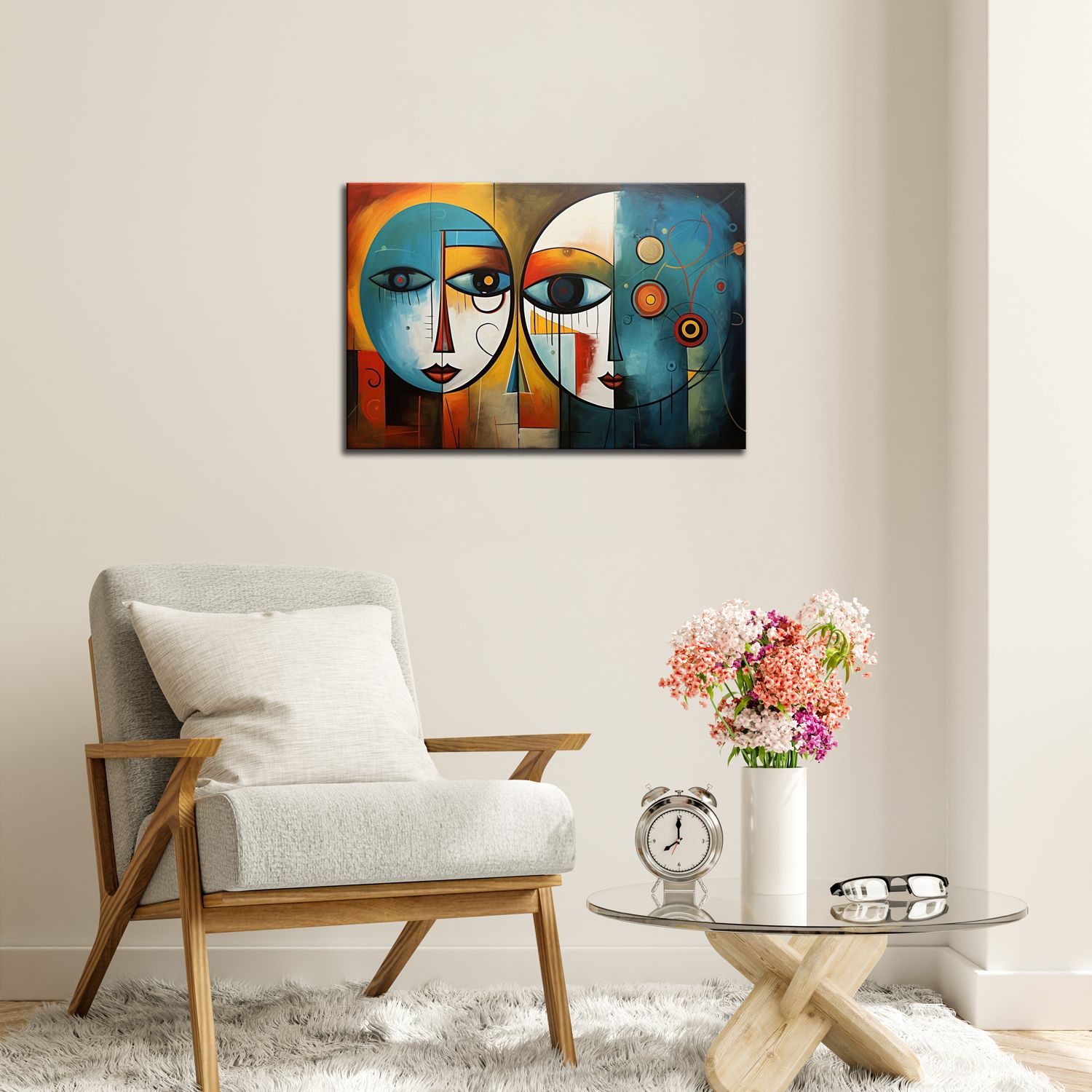 ABSTARCT FACE PAINTINGS WALLART 24in X 16in WITH BLACK FRAME