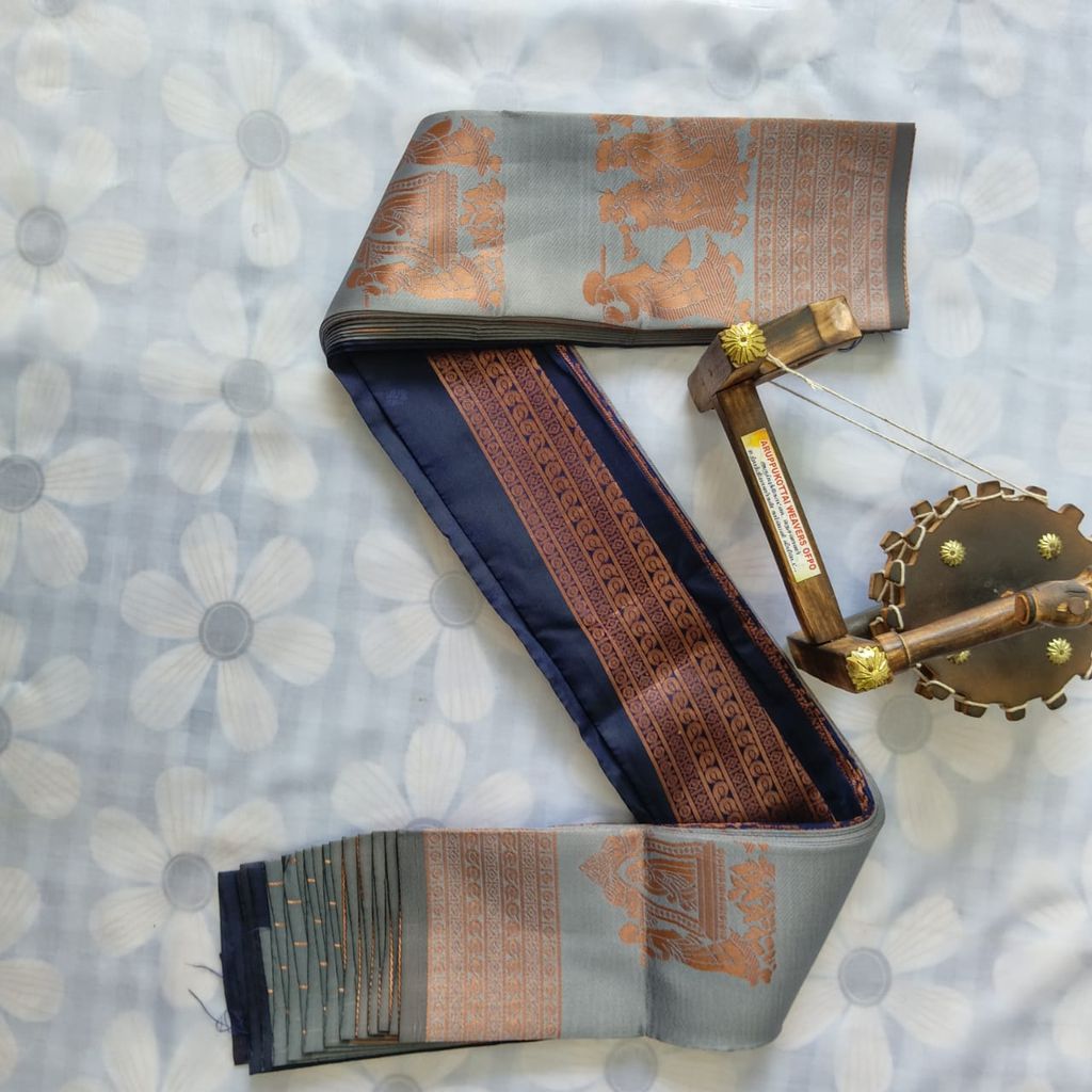 Kubera Silk Cottton Saree with Blouse -  Gray color