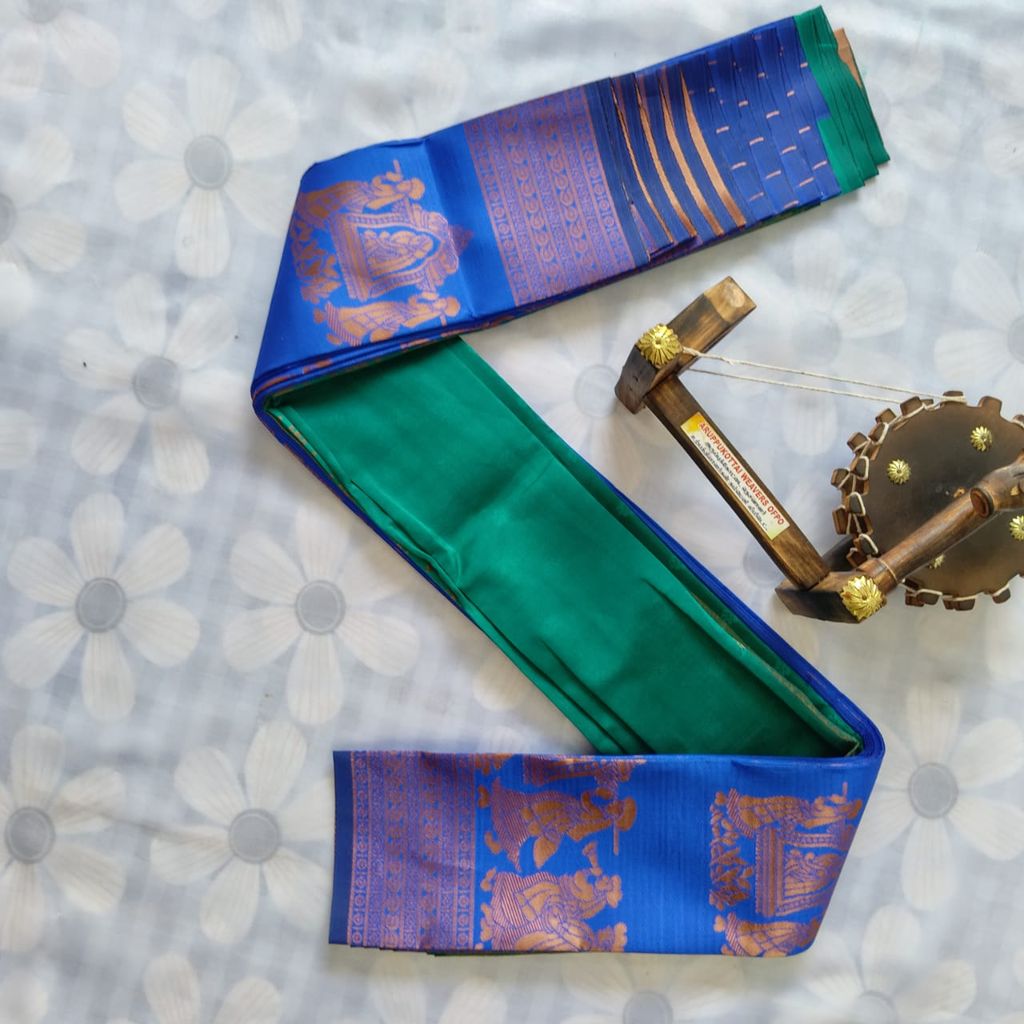 Kubera Silk Cottton Saree with Blouse - Blue colour