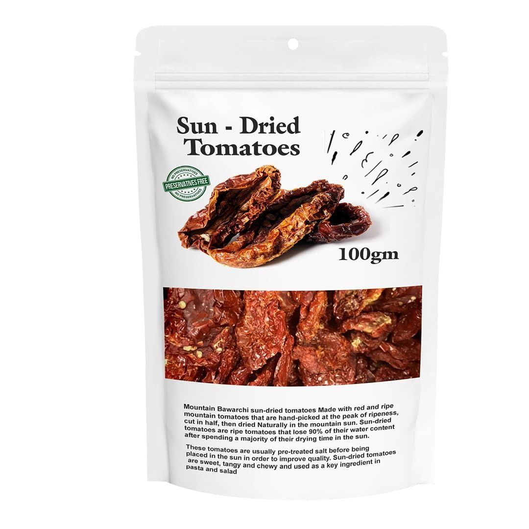 Mountain Bawarchi Sun Dried Tomatoes | No Added Preservatives | Natural & Pure Sundried Tomatoes Dry | 100g