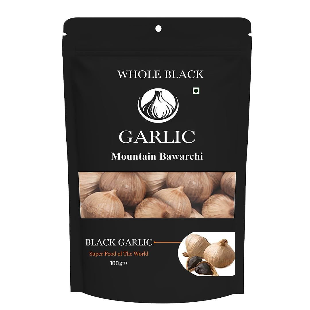 Mountain Bawarchi Black Garlic Whole | Garlic Non-Pungent Great Taste Highly Nutritious | No Added Preservative (100g)