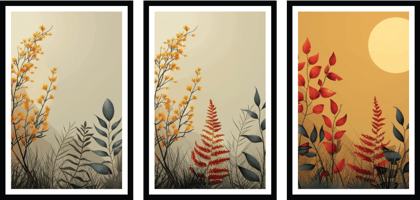 SET OF 3 PIECE AESTHETIC HARMONY WALLART PRINTS 48in X 24in WITH BLACK FRAME