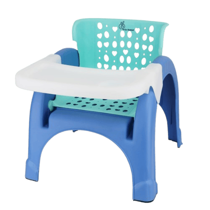 Rabbit Jelly Bean Chair 3 in 1 Multi-Functional Baby Study, Shampoo, Meal | Regular Kids Seating Chair with High Backrest for 1-8 Years Kid, Weight Capacity Upto 40Kgs (Green Blue)