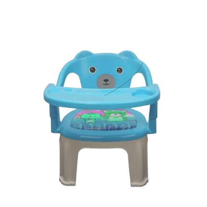 Plastic Chu-Chu squeak sound Feeding Chair with Removable Tray || Soft Cushion Seat & High Backrest with Teddy Bear Design Study Table ||Strong and Portable Baby Chair for Kids, Toddlers, and Babies || 1-4 Years, Upto 30 Kgs - Green