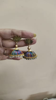 Elegant Metal Stud Jhumka Earrings