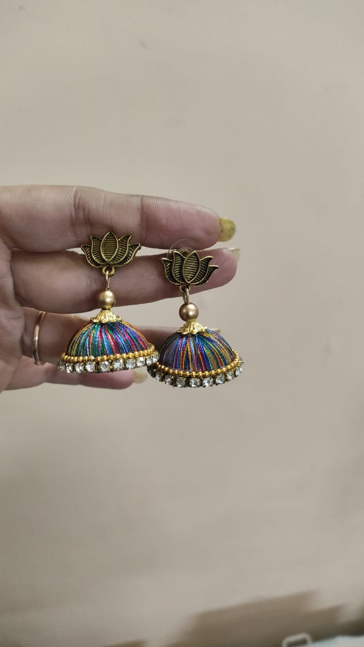 Elegant Metal Stud Jhumka Earrings