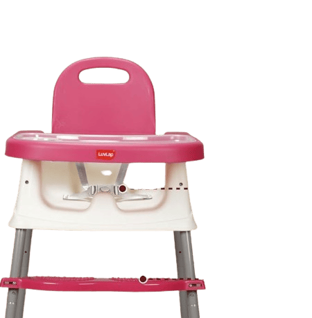 4 in 1 Convertible Baby High Chair with footrest, Convertible to High Chair, Low Chair, & Booster Seat, Essential for Baby Feeding (Pink)